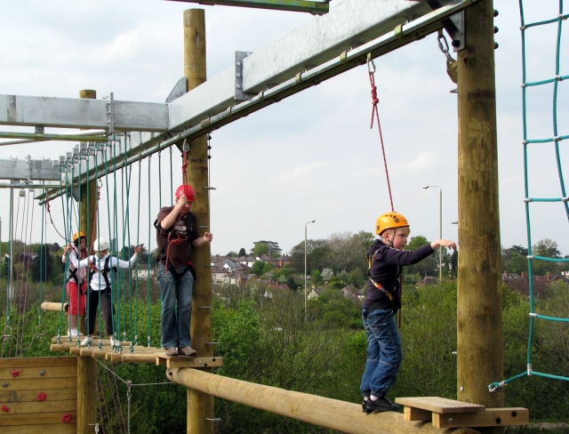 Adults and children love high ropes